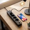 Prelungitor Multipriză 4 prize + 2x USB-A + USB-C JNH021-4A Black