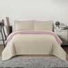 Colcha de cama doble cara Inez Beige-Pink