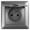 Presa singola con messa a terra e coperchio con cornice OSTE JNH005-G Grey