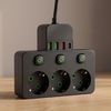 Power Strip 3 Sockets + 3x USB-A + USB-C JNH018 Black