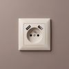 Single grounded socket with frame + 2x USB-A OSTE JNH003-G Beige
