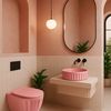 Set: Wall-hung toilet bowl + Countertop washbasin Rea Light Pink Matt