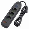 Prelungitor Multipriză 3 prize + 2x USB-A + USB-C JNH024-3B Black