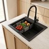 Стоманена мивка с комплект аксесоари 3 бр. REA Leo 50 Black