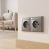 Double socket frame OSTE JNH014-2F Grey