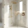 Zuhanykészlet kifolyó nélkül termosztáttal Rea Lungo Gold Brush
