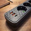 Prelungitor Multipriză 4 prize + 2x USB-A + USB-C JNH025-4B Black
