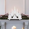 Świecznik Świąteczny Drewniany Biały LED 371720