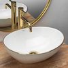 Set Countertop washbasin Sofiagold edge + Bathroom faucet Lungo gold + Plug uniwersalny gold