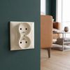 Double grounded socket OSTE JNH002-G Beige