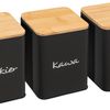 Set of 3 kitchen containers/pots Black