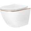 Set Toilet bowl WC CARLO Mini Flat + bidet CARLO Mini White Gold Edge