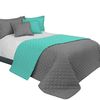BEDSPREAD- QUILTED/DOUBLE-SIDED Inez Dark Grey-Mint
