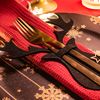 Christmas cutlery cover 6 pcs Reindeer Black