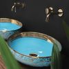 Lavabo da appoggio in ceramica Margot Blue / Gold