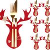 Christmas cutlery cover 6 pcs  Reindeer Red