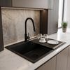 Стоманена мивка с комплект аксесоари 3 бр. REA Leo 50 Black
