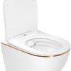 Závěsná WC mísa REA CARLO Mini Flat - bílá-zlatý okraj