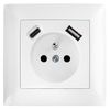 Single grounded socket with frame + USB-A USB-C OSTE JNH004-G White