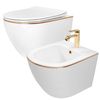 Set vas WC CARLO Mini Flat + bidet CARLO Mini White Gold Edge