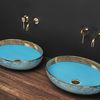 Lavabo da appoggio in ceramica Margot Blue / Gold