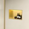 bathroom shelf LED 30x45 brush gold