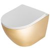 Комплект тоалетна чиния Rea CARLO Flat+ биде Rea CARLO MINI GOLD/WHITE