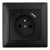 Jednoduchá zásuvka s uzemnením + USB-A USB-C OSTE JNH004-G Black