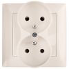 Double grounded socket with frame OSTE JNH002-G Beige