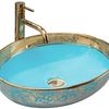 Lavabo da appoggio in ceramica Margot Blue / Gold