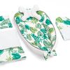 Baby cocoon for pram, mattress, pillow, blanket 5in1 Jungle Leaves Green