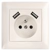 Single grounded socket with frame + 2x USB-A OSTE JNH003-G Beige