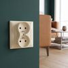Double grounded socket with frame OSTE JNH002-G Beige
