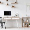 Scandinavian Loft Computer Desk Shelfs WHITE/OAK SANOMA