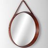 Kulaté dřevěné zrcadlo na provazu LOFT 59 cm tmavě hnedé