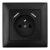Single grounded socket with frame + 2x USB-A OSTE JNH003-G Black