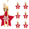 Karácsonyi evőeszköztartó huzat 6 db Csillag Piros