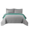 BEDSPREAD- QUILTED/DOUBLE-SIDED Inez Light Grey-Mint