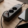 Prelungitor Multipriză 2 prize + 2x USB-A + USB-C JNH023-2B Black