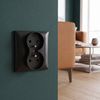 Double grounded socket with frame OSTE JNH002-G Black