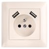 Single grounded socket with frame + 2x USB-A OSTE JNH003-G Beige