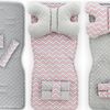 Coussin poussette pour bébé réversible 4 en 1 Pink/Grey ZigZag