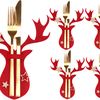 Футляр для столовых приборов в рождественском стиле 6 шт. красный северный олень
