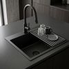 Стоманена мивка с комплект аксесоари 3 бр. REA Leo 50 Black