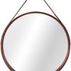 Kulaté dřevěné zrcadlo na provazu LOFT Tmavě hnedé 50 cm