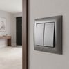 Double Switch with Frame OSTE JNH007-W GREY