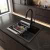 Стоманена мивка с комплект аксесоари 3 бр. REA Leo 40 Black