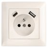 Single grounded socket with frame + USB-A USB-C OSTE JNH004-G Beige