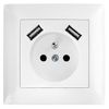 Single grounded socket with frame + 2x USB-A OSTE JNH003-G White