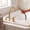 Grifo de Bañera de 3 Orificios Rea Lungo Brush Gold